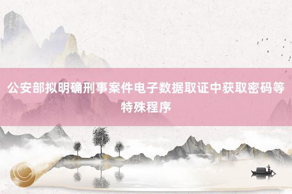 公安部拟明确刑事案件电子数据取证中获取密码等特殊程序