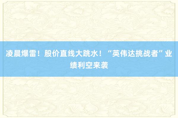 凌晨爆雷！股价直线大跳水！“英伟达挑战者”业绩利空来袭