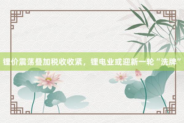 锂价震荡叠加税收收紧，锂电业或迎新一轮“洗牌”
