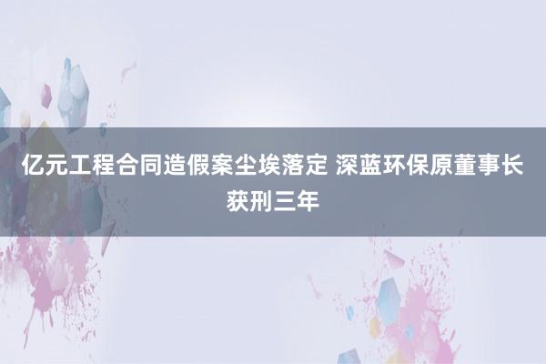 亿元工程合同造假案尘埃落定 深蓝环保原董事长获刑三年