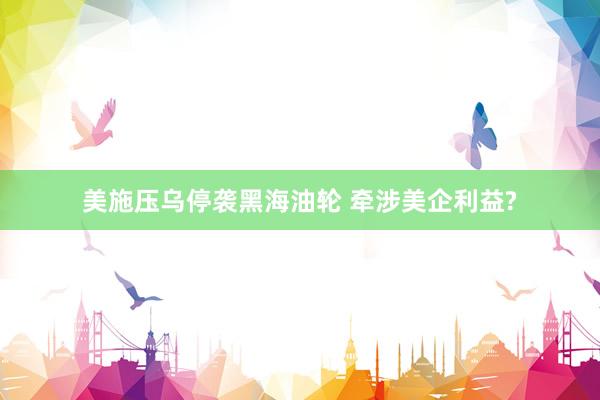 美施压乌停袭黑海油轮 牵涉美企利益?