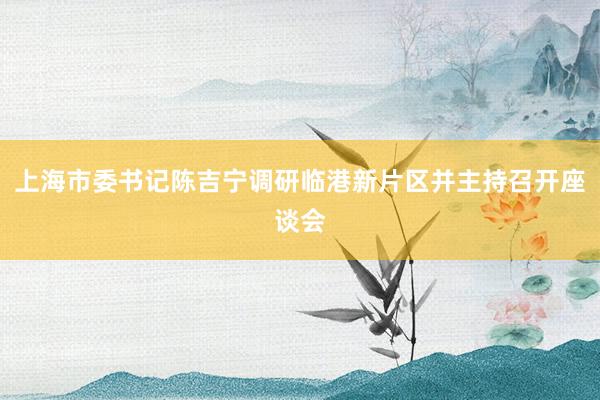 上海市委书记陈吉宁调研临港新片区并主持召开座谈会