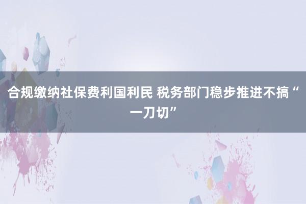 合规缴纳社保费利国利民 税务部门稳步推进不搞“一刀切”