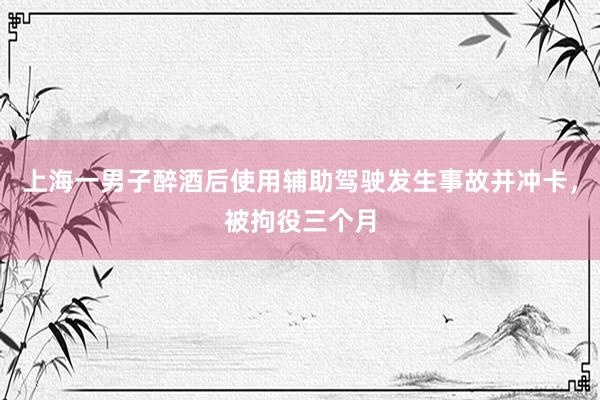 上海一男子醉酒后使用辅助驾驶发生事故并冲卡,被拘役三个月
