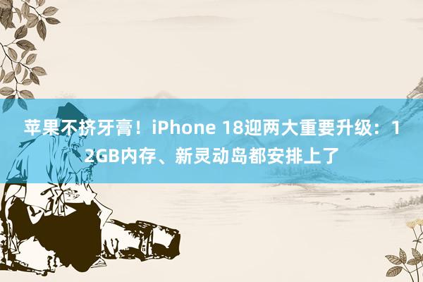 苹果不挤牙膏！iPhone 18迎两大重要升级：12GB内存、新灵动岛都安排上了