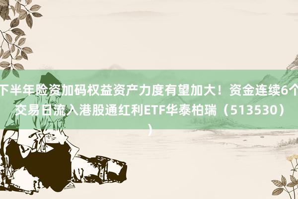 下半年险资加码权益资产力度有望加大！资金连续6个交易日流入港股通红利ETF华泰柏瑞（513530）