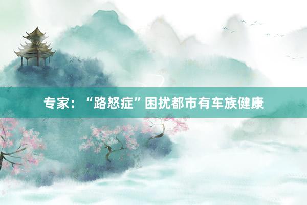专家：“路怒症”困扰都市有车族健康