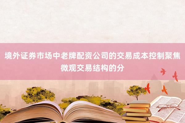 境外证券市场中老牌配资公司的交易成本控制聚焦微观交易结构的分