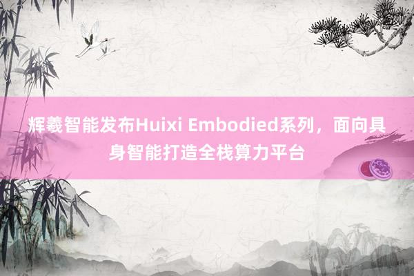 辉羲智能发布Huixi Embodied系列，面向具身智能打造全栈算力平台
