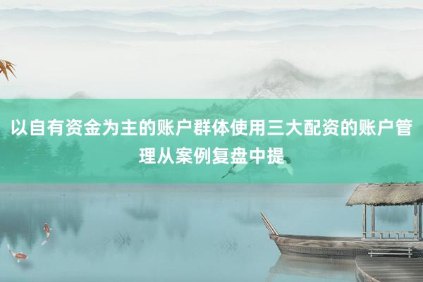 以自有资金为主的账户群体使用三大配资的账户管理从案例复盘中提
