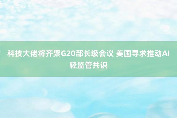 科技大佬将齐聚G20部长级会议 美国寻求推动AI轻监管共识