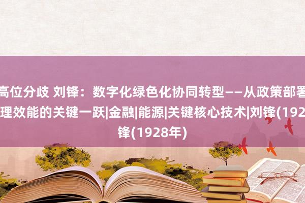 高位分歧 刘锋：数字化绿色化协同转型——从政策部署到治理效能的关键一跃|金融|能源|关键核心技术|刘锋(1928年)