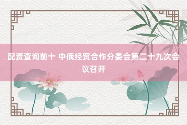 配资查询前十 中俄经贸合作分委会第二十九次会议召开