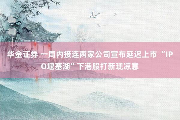 华金证券 一周内接连两家公司宣布延迟上市 “IPO堰塞湖”下港股打新现凉意
