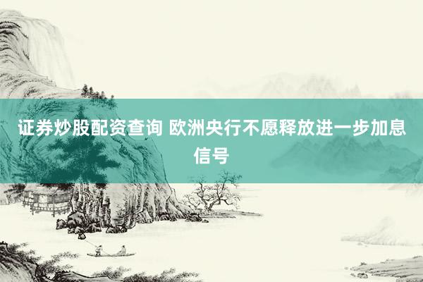 证券炒股配资查询 欧洲央行不愿释放进一步加息信号