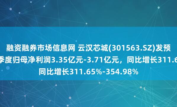 融资融券市场信息网 云汉芯城(301563.SZ)发预增，预计前三季度归母净利润3.35亿元-3.71亿元，同比增长311.65%-354.98%