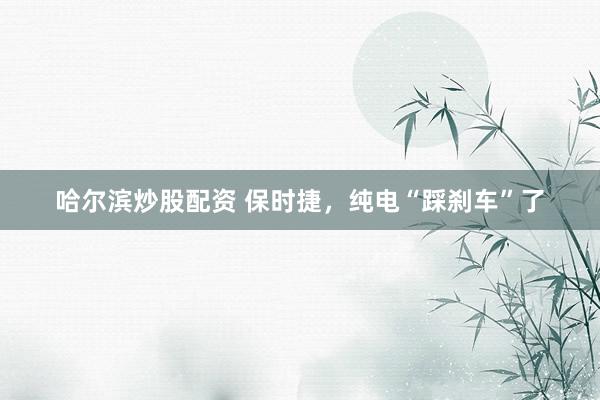 哈尔滨炒股配资 保时捷，纯电“踩刹车”了