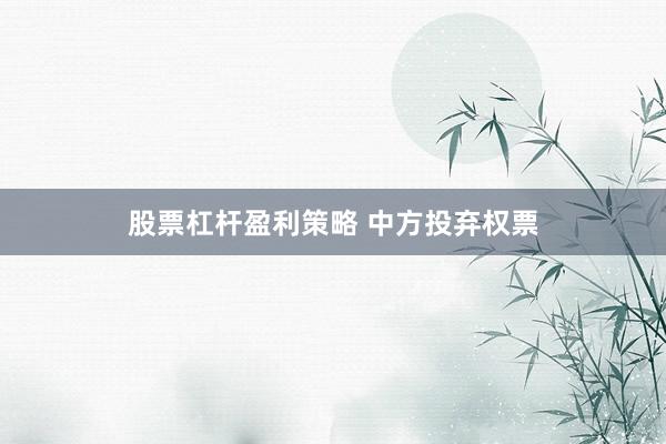 股票杠杆盈利策略 中方投弃权票